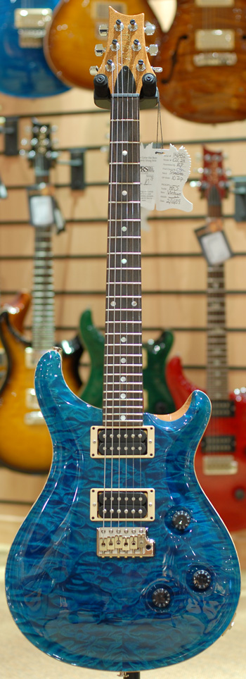 PRS Custom 24 Blue Matteo Quilt 10 Top Moons