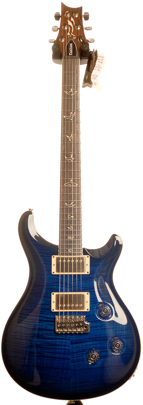 PRS 25th Anniversary Custom 24 10 Top Birds Sapphire Smoked Wide Thin #161422