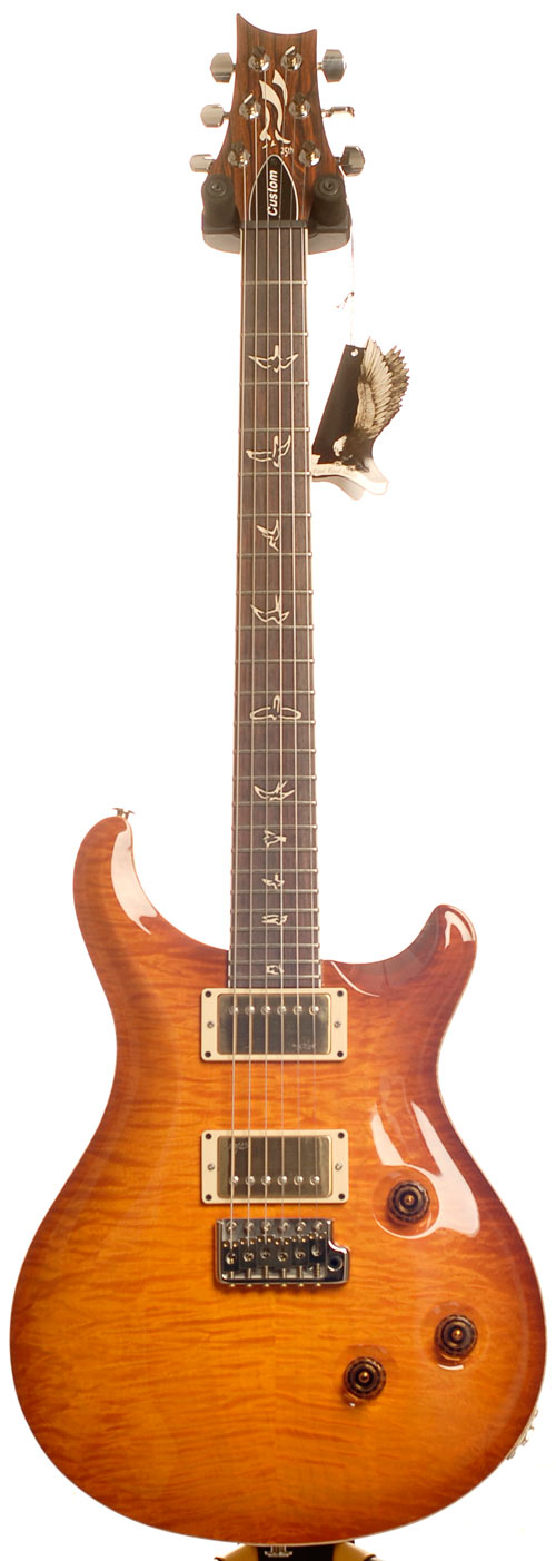 PRS 25th Anniversary Custom 24 10 Top Birds Smoked Amber