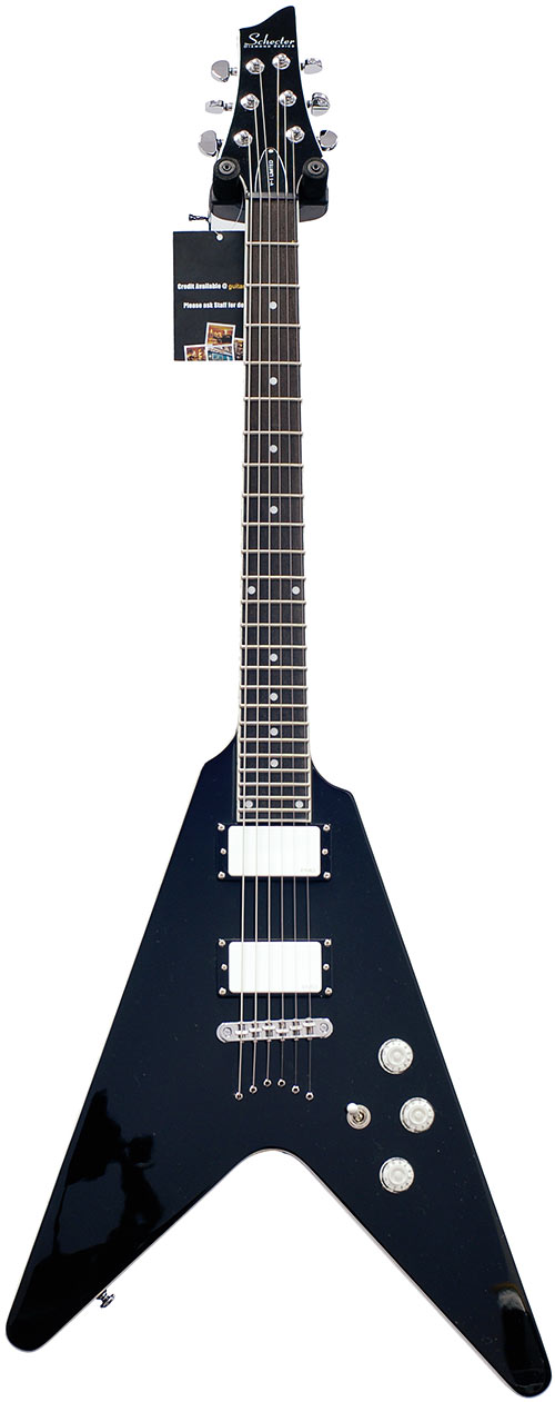 Schecter Limited Edition Hellraiser V-1 Black w/ White EMG's