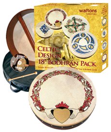 Waltons 18 Inch Claddagh Bodhran Package