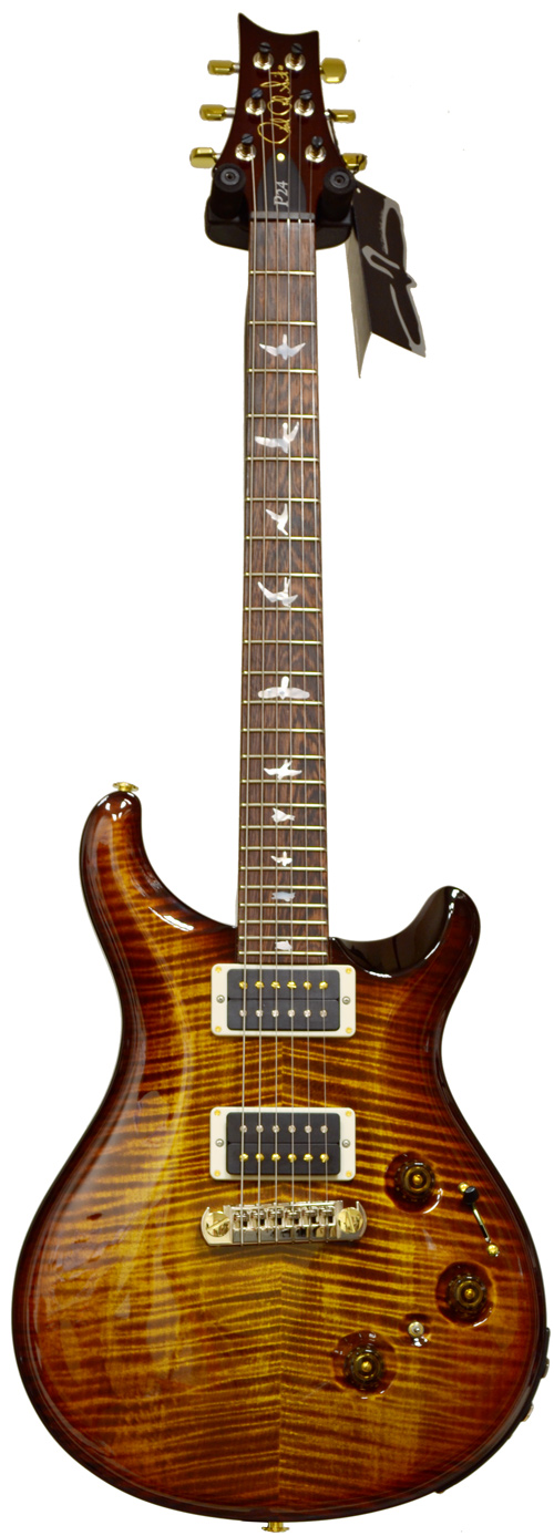 PRS P24 Black Gold Wrap 10 Top Birds Piezo Reg Neck #192189