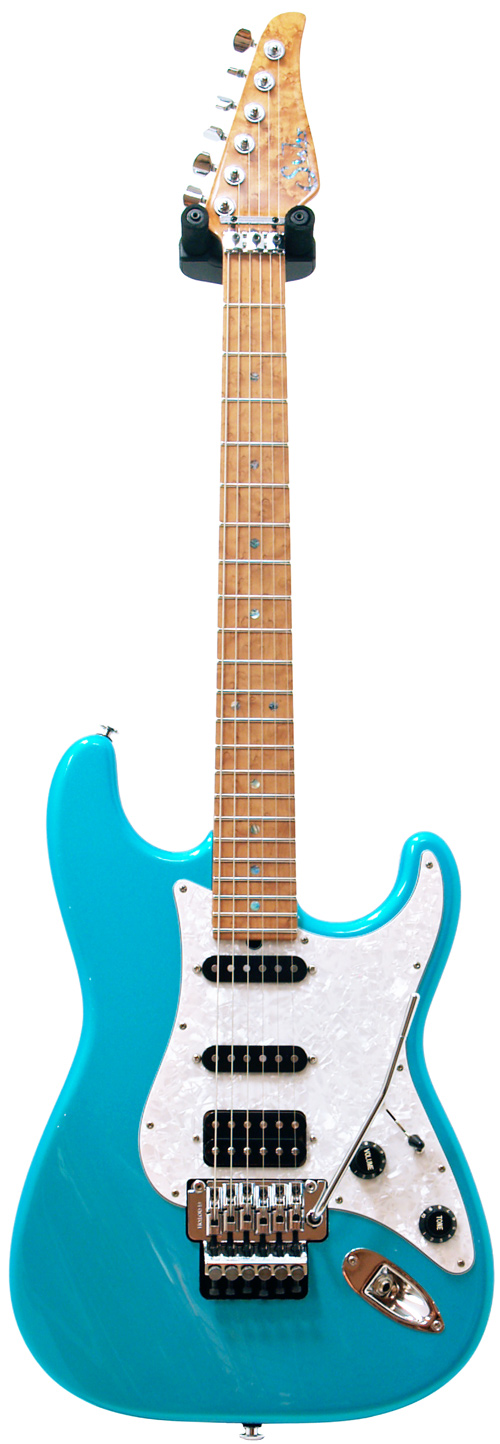 Suhr Classic Blue Chill Gloss Alder 3A Birdseye MN Floyd HSS #20621