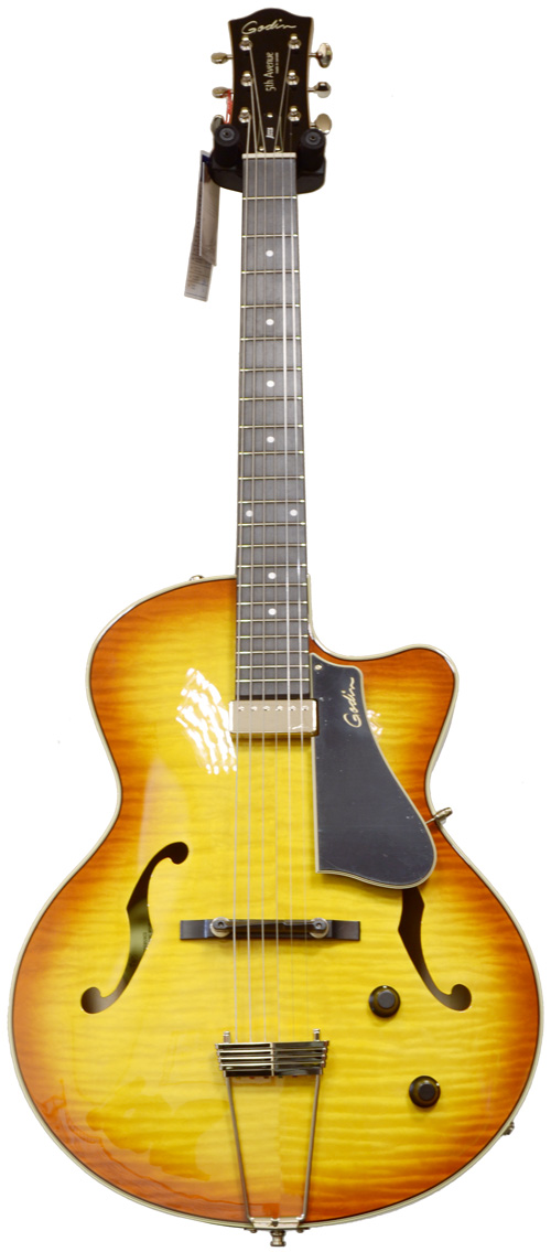 Godin 5th Avenue Jazz Sunburst Flame AAA with TRIC