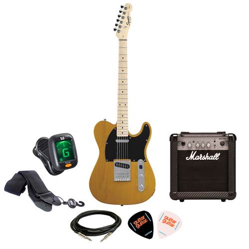 Squier Affinity Telecaster Butterscotch Blonde w/ Marshall MG10CF Package