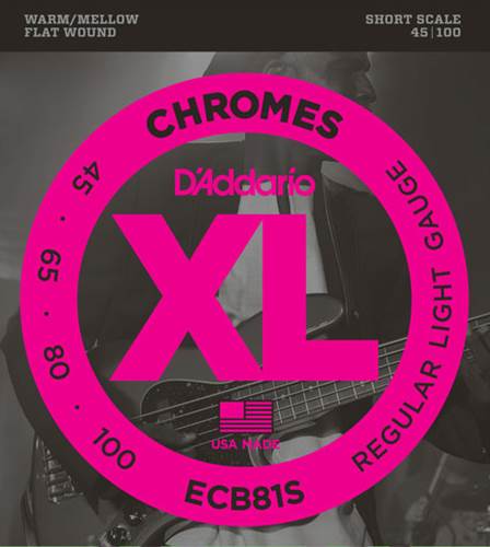 D'Addario ECB81S XL Chromes Flatwound Light Short Scale Bass 45-100 D'Addario ECB81S XL Chromes Flatwound Light Short Scale Bass 45-100