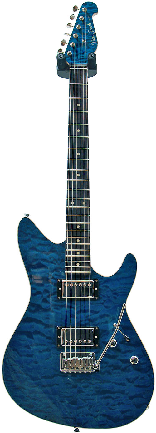 Grosh TurboJet Trans Aqua Blue Mahogany/Quilt Maple #2819
