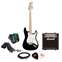 Squier Affinity Stratocaster Black with Marshall MG10CF Package Front View