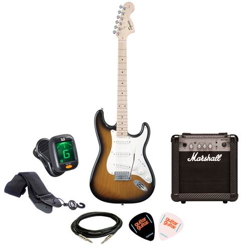 Squier Affinity Stratocaster 2-Tone Sunburst with Marshall MG10CF Package
