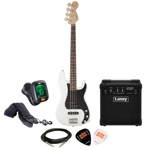 Squier Affinity PJ Bass Olympic White with Laney LX10B Package