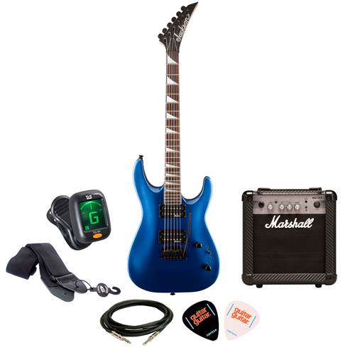 Jackson JS22 Dinky Arch Top RW Metallic Blue with Marshall MG10CF Package