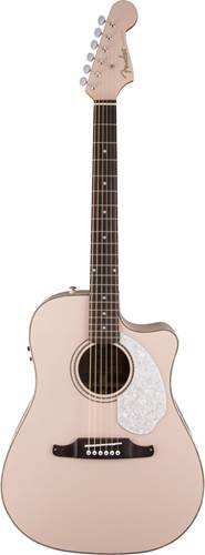 Fender Sonoran SCE Cutaway with Matching Headstock Solid Spruce Top Shell Pink