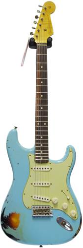 Fender Custom Shop 1960 Strat Daphne Blue over 3 Tone Sunburst Flame Maple Neck #CZ521976