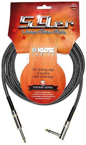 Klotz VINA0300 59er Vintage Guitar Cable Angled 3m/10ft Black/White