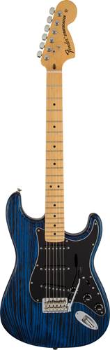 Fender FSR Sandblasted Ash Strat MN Sapphire Blue Transparent