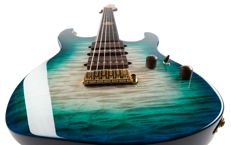 ギター Suhr standard 1-piece Quilt maple Suhr Standard Custom Quilt Maple/Swamp Ash - Trans Charcoal