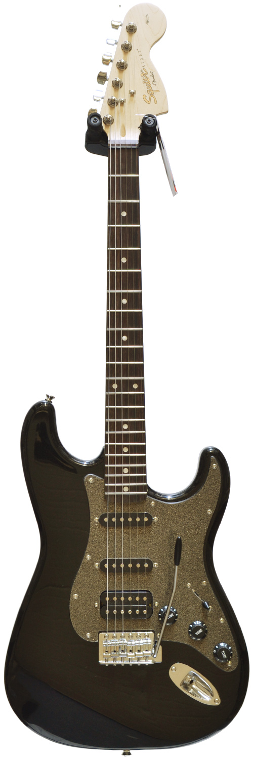 squier affinity fat strat hss montego black