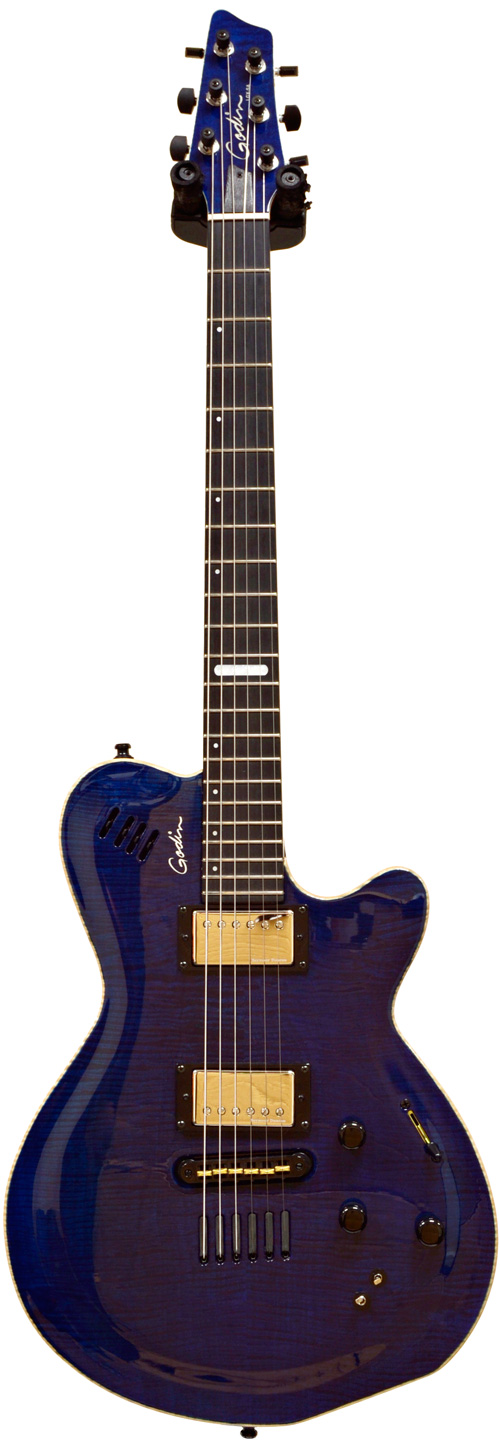 Godin LGX-SA Trans Blue Flame AAA with Bag