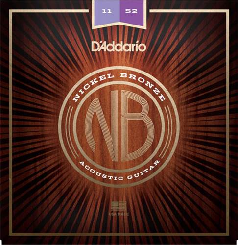 D'Addario NB1152 Nickel Bronze Acoustic Guitar Strings, Custom Light, 11 - 52