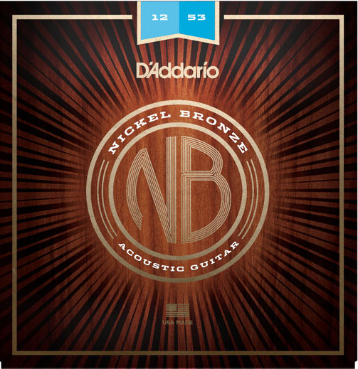 D'Addario NB1253 Nickel Bronze Acoustic Guitar Strings, Light, 12 - 53
