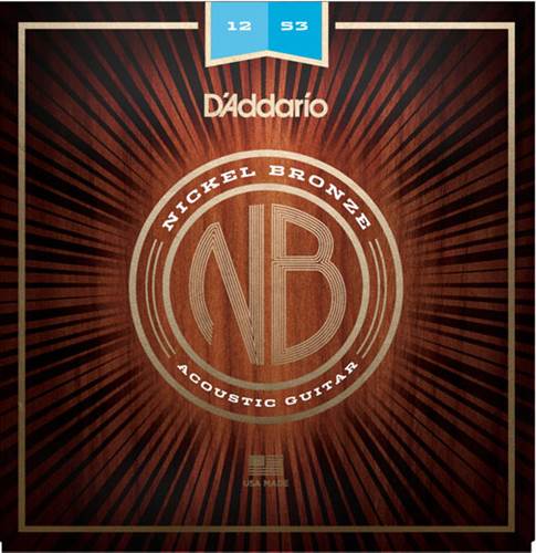 D'Addario NB1253 Nickel Bronze Acoustic Guitar Strings, Light, 12 - 53
