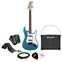 Squier Affinity Strat Candy Blue Sparkle with Blackstar ID:Core 10 Package Front View
