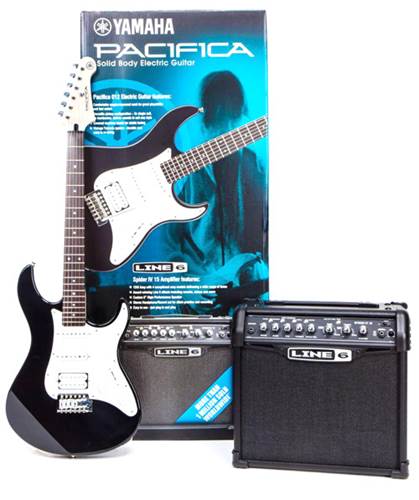 Yamaha Pacifica 012 Black and Line6 Spider Classic15 Guitar Pack