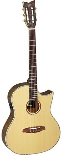 Ortega OPAL-NY-AGB Solid Pruce/Flamed Mahogany Electro Acoustic Classical Antique Grey Black