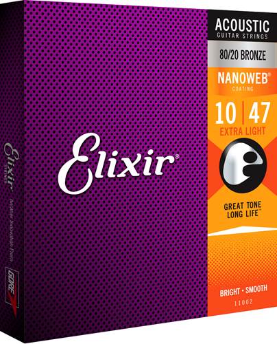 Elixir Acoustic Nanoweb Extra Light Gauge 10-47