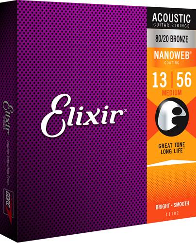 Elixir Acoustic Nanoweb 80/20 Medium Gauge 13-56