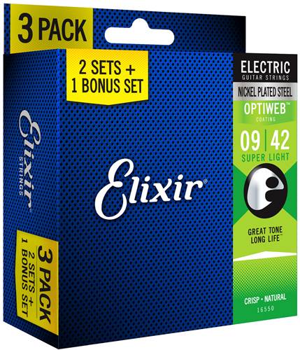 Elixir Electric Optiweb Super Light 9-42 3 Pack