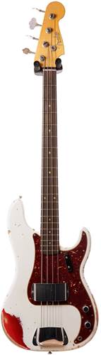 Fender Custom Shop 59 P Bass Heavy Relic Olympic White over Candy Apple Red