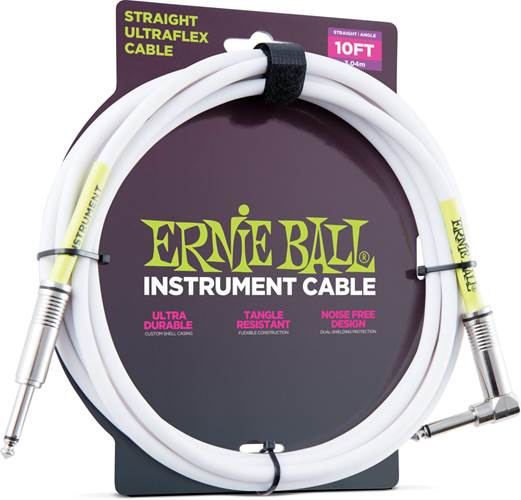 Ernie Ball 6049 10ft/3m Angled White Instrument Cable