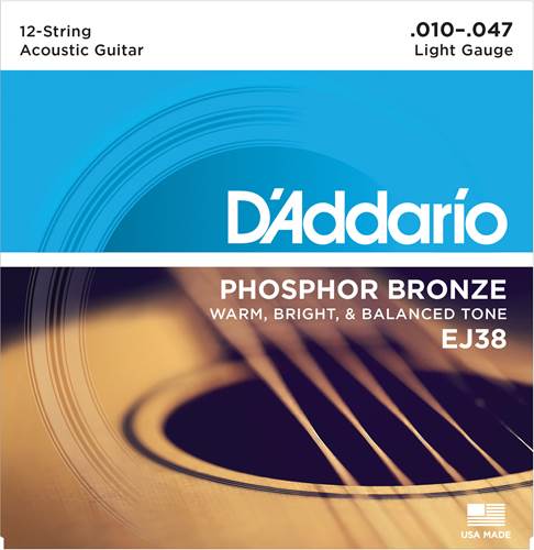 D'Addario EJ38 Light 12 String Acoustic 10-47