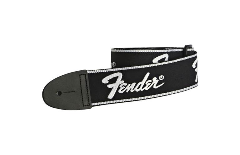 Fender Woven Running Logo Strap - Black/Silver