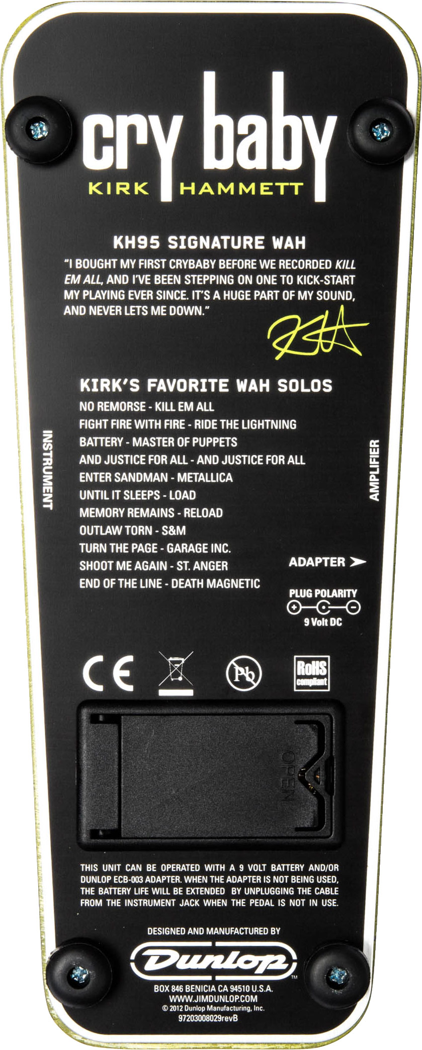 Dunlop KH95 Kirk Hammett Wah | guitarguitar