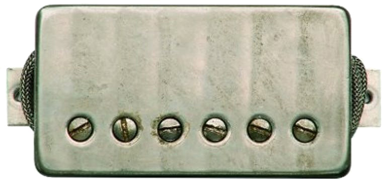 Bare Knuckle The Mule 6 String Aged Raw Nickel Covered Standard Neck Pickup, Short 1/4 Inch Length, aged nickel screw, 4 conductor, coil potted.