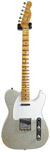 Fender Custom Shop Ltd Relic Double Esquire Special Aged Black W/Silver Sparkle Top #R17945