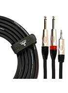 TOURTECH 10ft/3m Minijack - Dual TS Jack Stereo Cable