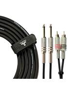 TOURTECH 2ft/60cm Dual TS Jack - Dual RCA Stereo Cable