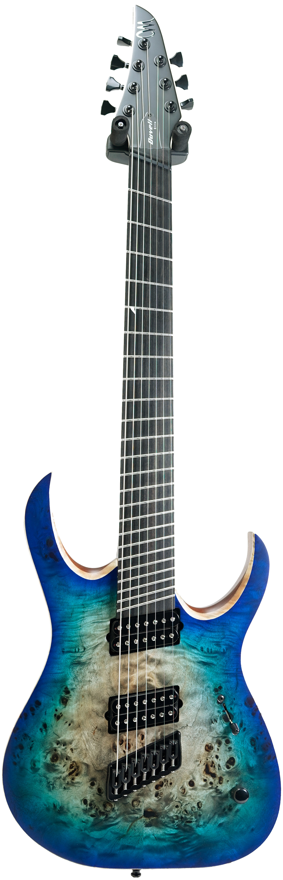 s*n様 MAYONES Duvell Elite 7 Burl Maple T Mayones Duvell 7 Elite V Fret Trans Jean Blue Burst Matt Finish