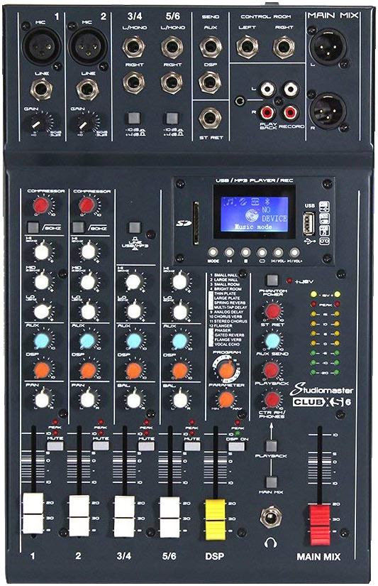 Mixer Audio Studiomaster Club XS A 4 Canali, Con Bluetooth, Effetti DSP E Lettore USB/SD