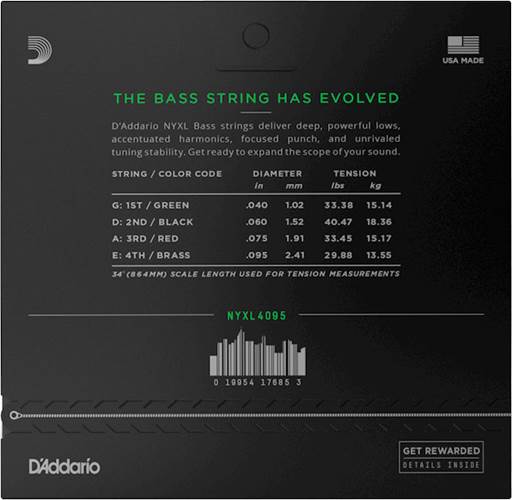 D'Addario NYXL4095 Bass Set Long Scale, Super Light, 40-95 D'Addario NYXL4095 Bass Set Long Scale, Super Light, 40-95