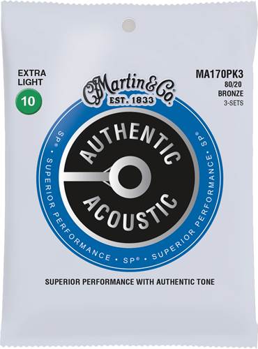Martin Authentic Acoustic - SP - 80/20 Bronze 3 Pack Extra Light (10-47)