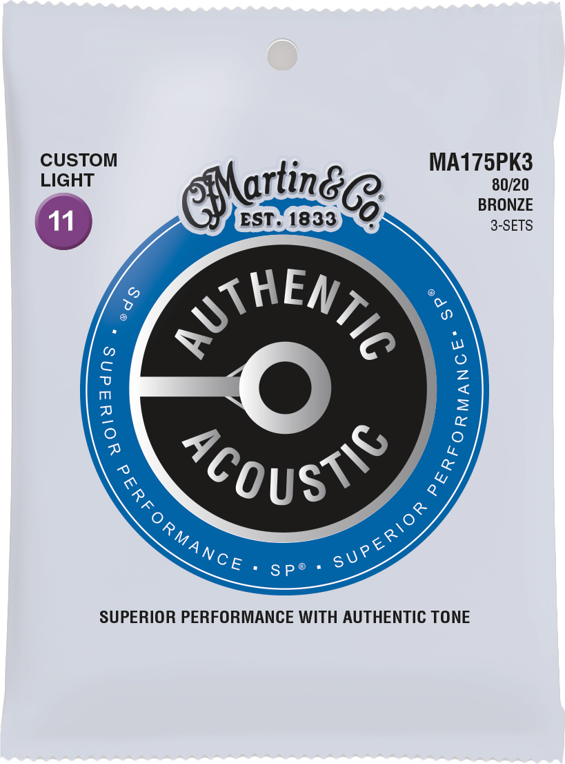 Martin Authentic Acoustic - SP - 80/20 Bronze 3 Pack Custom Light (11-52)