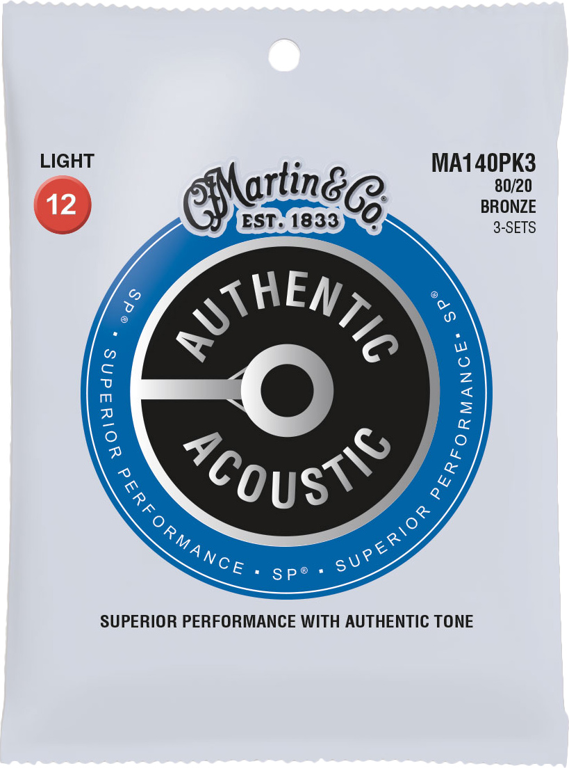 Martin Authentic Acoustic - SP - 80/20 Bronze 3 Pack Light (12-54)