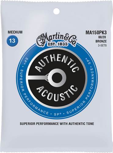 Martin Authentic Acoustic - SP - 80/20 Bronze 3 Pack Medium (13-56)