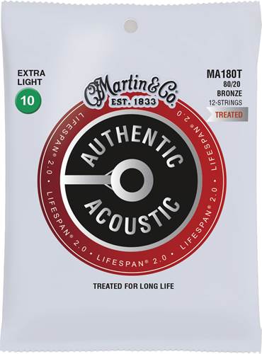 Martin Authentic Acoustic - LifeSpan 2.0 - 80/20 Bronze 12 String Extra Light (10-47)