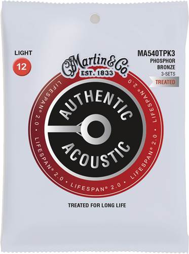 Martin Authentic Acoustic - LifeSpan 2.0 - Phosphor Bronze 3 Pack Light (12-54)