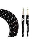 TOURTECH TTGC-10-BBKGR-SS 3m/10ft Braided Black and Grey Straight Guitar Cable